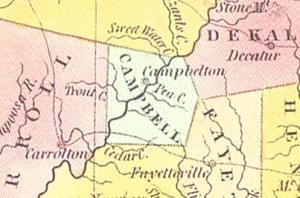 1830 Map of Campbell County, GA