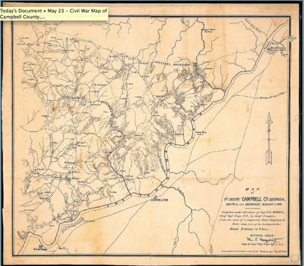 May 23 - Civil War Map of Campbell County, Georgia.