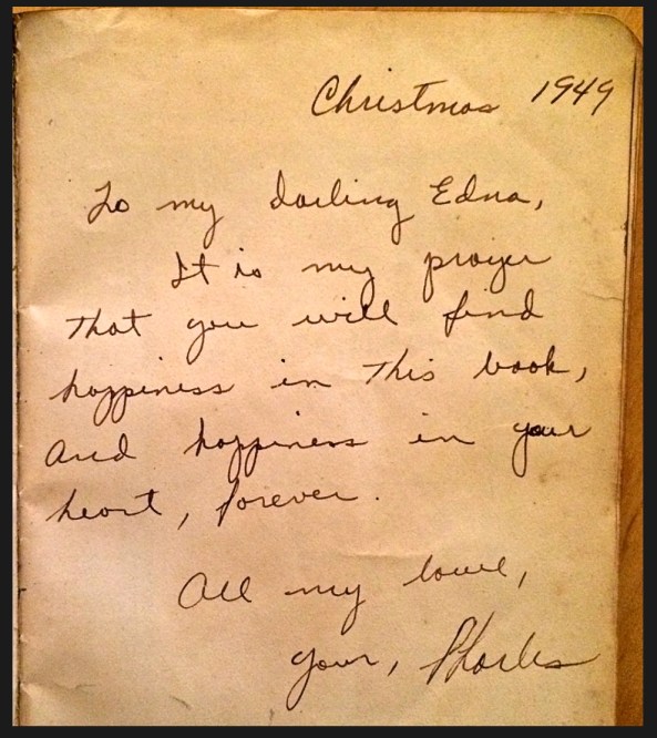 Inscription in Bible Given to Edna from Charles